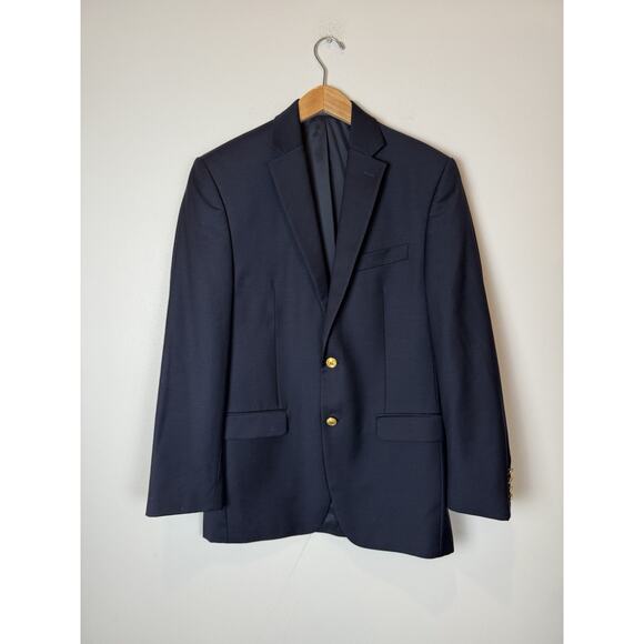 Ralph Lauren Blazer Mens 36R 100% Wool Jacket Navy blue Gold Buttons LRL - Picture 1 of 8